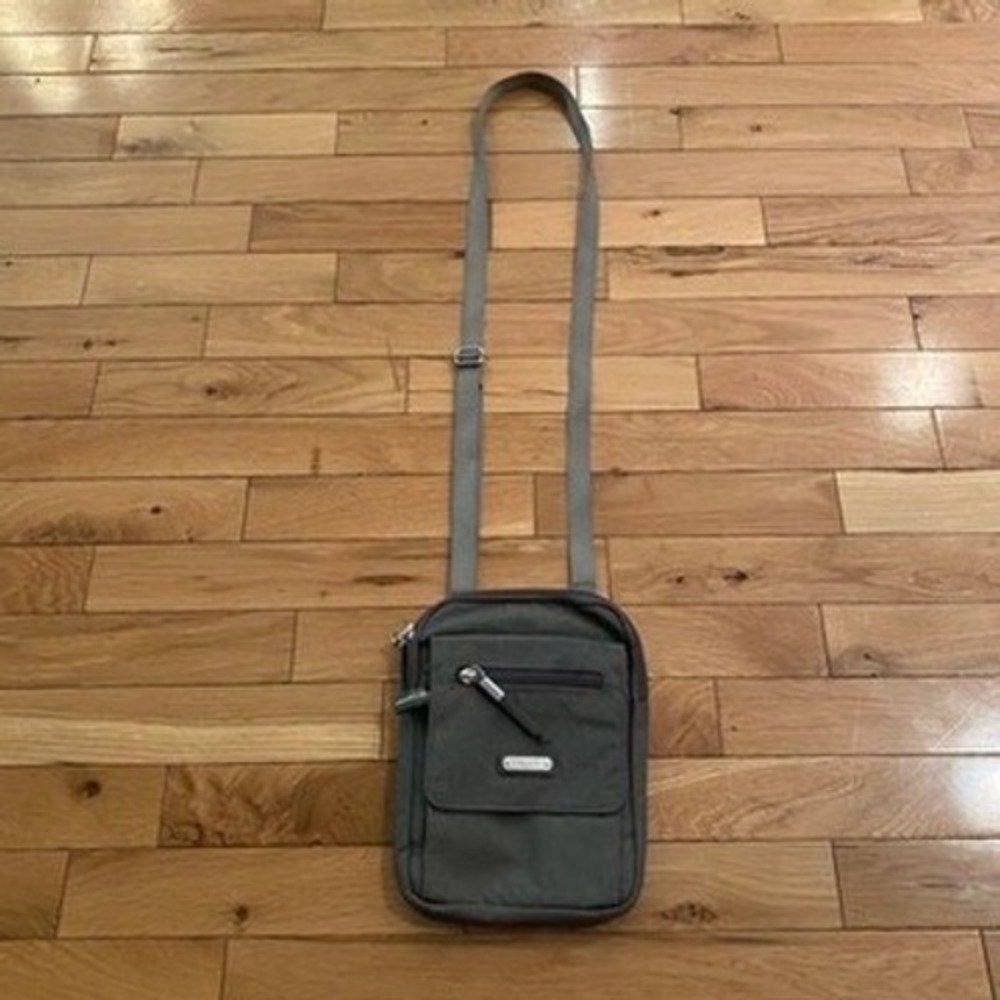Baggallini Gray Nylon Small Crossbody Travel Bag Messenger Purse Organizer